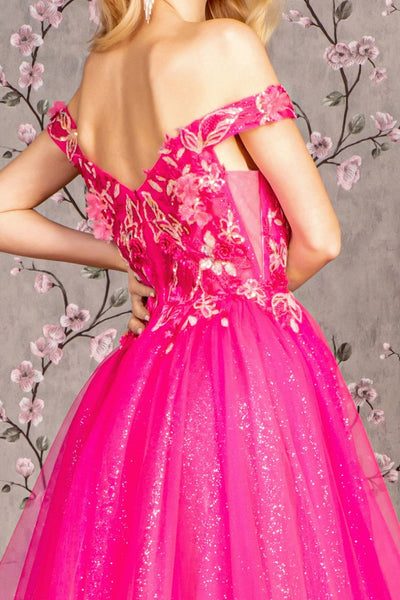 3D Floral Off Shoulder A-line Gown by GLS Gloria GL3443 - Long Formal Dresses