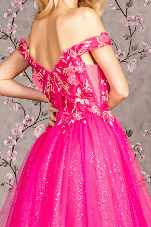 3D Floral Off Shoulder A-line Gown by GLS Gloria GL3443 - Long Formal Dresses