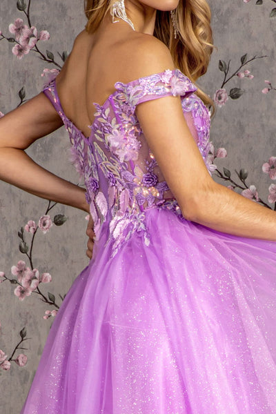 3D Floral Off Shoulder A-line Gown by GLS Gloria GL3443 - Long Formal Dresses