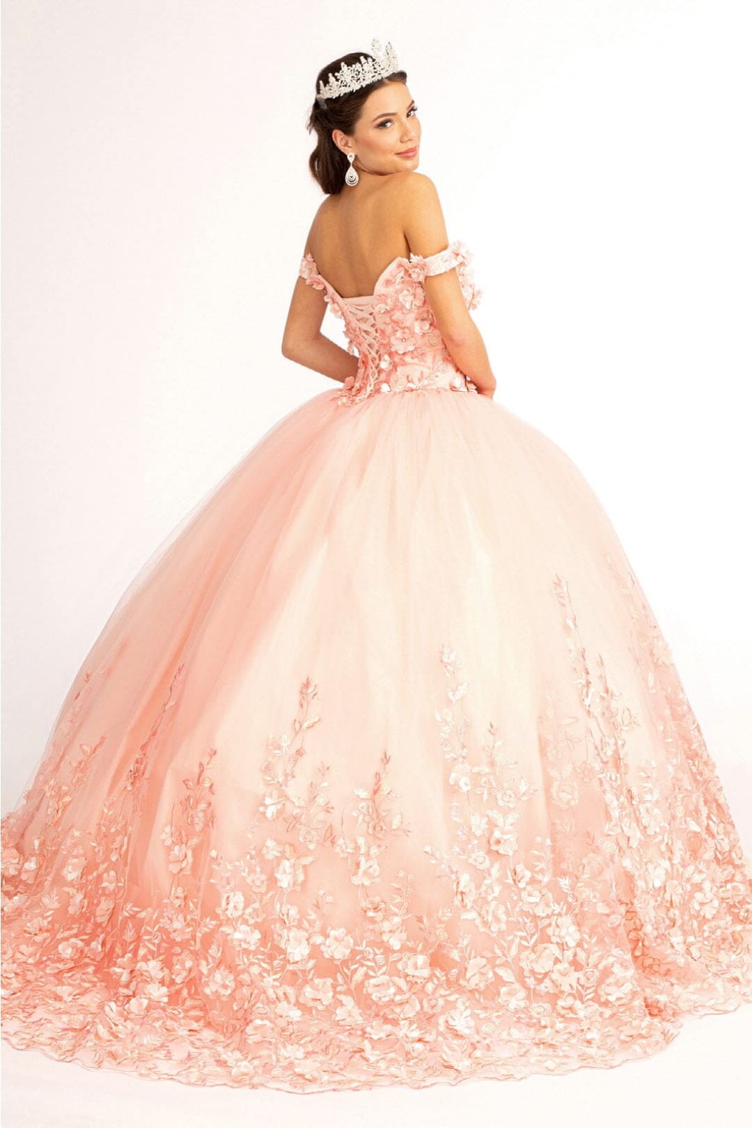 3D Floral Off Shoulder Ball Gown by Elizabeth K GL1960 - Quinceanera Dresses