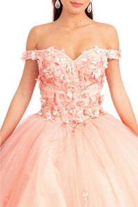 3D Floral Off Shoulder Ball Gown by Elizabeth K GL1960 - Quinceanera Dresses