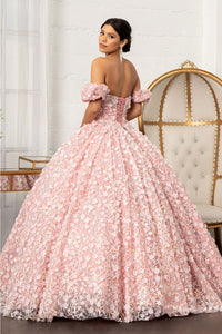 3D Floral Off Shoulder Ball Gown by Elizabeth K GL3019 - Quinceanera Dresses