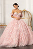 3D Floral Off Shoulder Ball Gown by Elizabeth K GL3019 - XS / Dusty Rose - Quinceanera Dresses