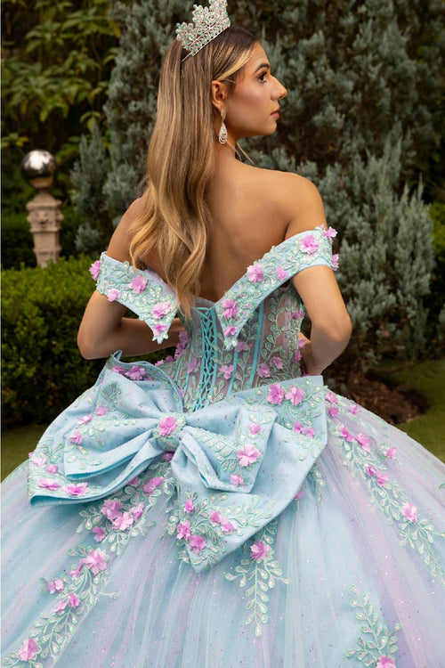 3D Floral Off Shoulder Ball Gown by GLS Gloria GL3523 - Quinceanera Dresses