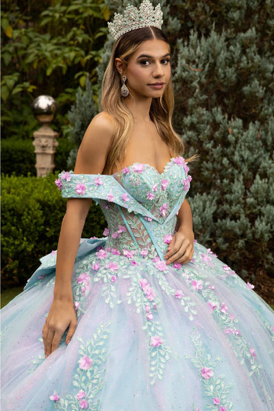 3D Floral Off Shoulder Ball Gown by GLS Gloria GL3523 - Quinceanera Dresses