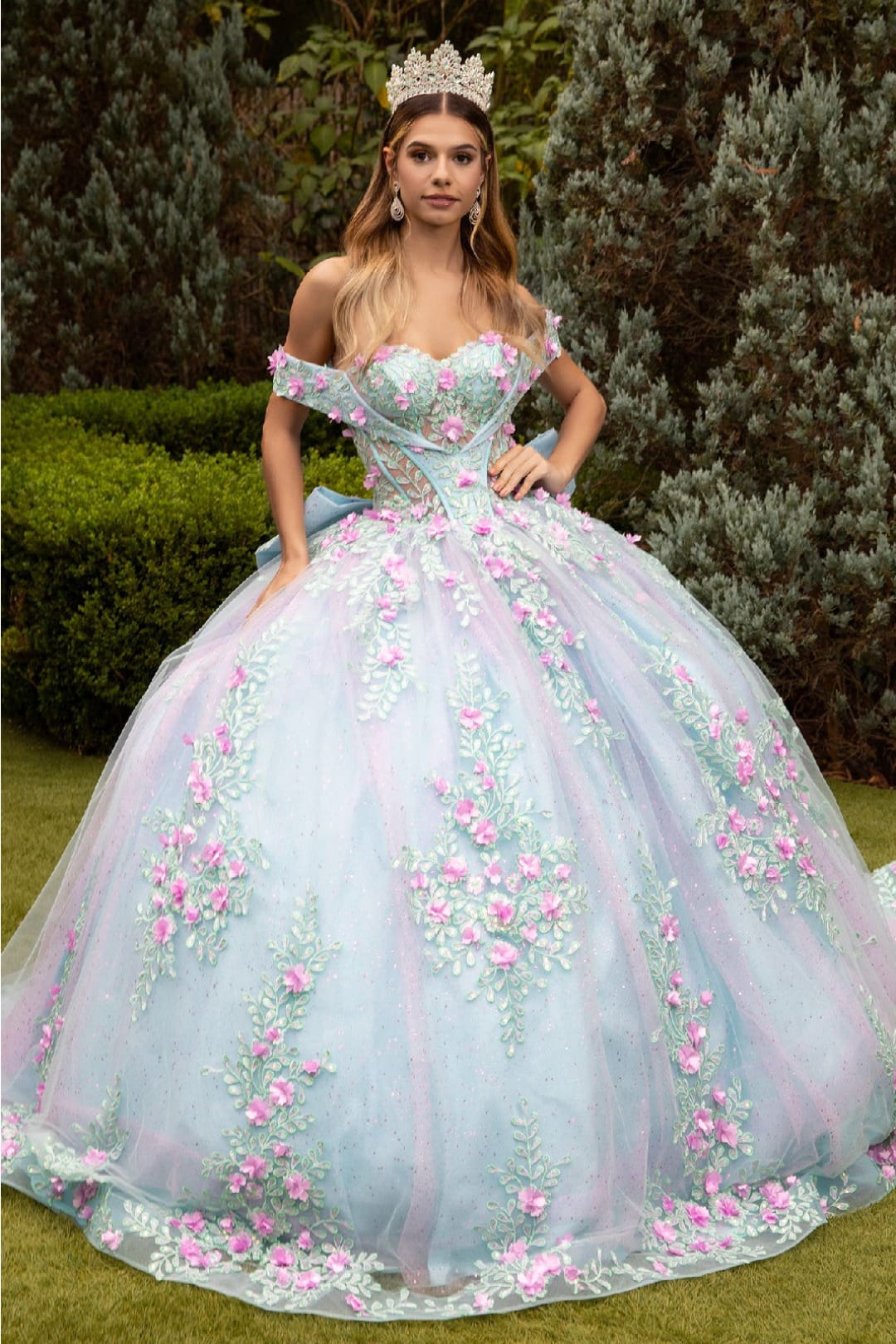 3d floral formal dress 3D Floral Corset Gown by Cinderella Divine CD962