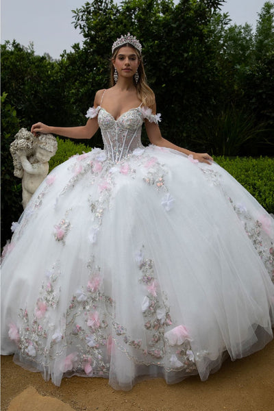 3D Floral Off Shoulder Ball Gown by GLS Gloria GL3553 - Quinceanera Dresses