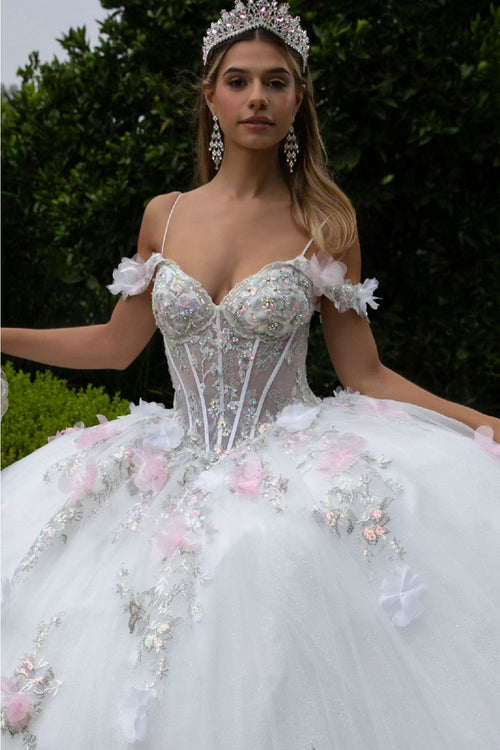 3D Floral Off Shoulder Ball Gown by GLS Gloria GL3553 - Quinceanera Dresses