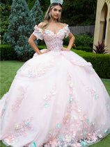 3D Floral Off Shoulder Ball Gown by GLS Gloria GL3554