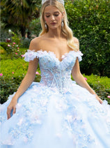 3D Floral Off Shoulder Ball Gown by GLS Gloria GL3555
