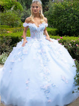 3D Floral Off Shoulder Ball Gown by GLS Gloria GL3555