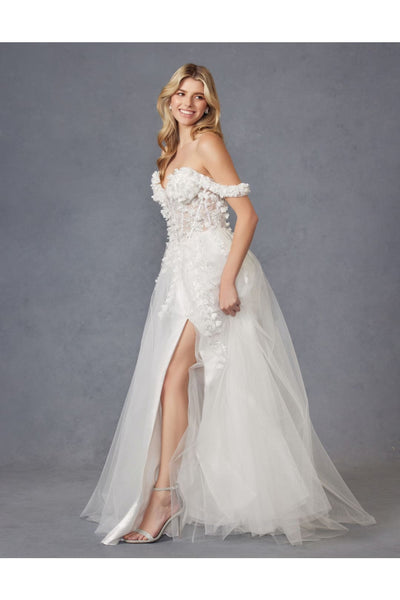 3D Floral Off Shoulder Bridal Gown by Juliet JT2483KW - Long Formal Dresses