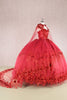 3D Floral Off Shoulder Cape Ball Gown by Elizabeth K GL3179 - Quinceanera Dresses