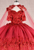 3D Floral Off Shoulder Cape Ball Gown by Elizabeth K GL3179 - Quinceanera Dresses