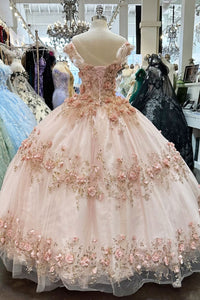 3D Floral Off Shoulder Cape Ball Gown by Elizabeth K GL3179 - Quinceanera Dresses