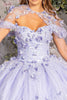 3D Floral Off Shoulder Cape Ball Gown by Elizabeth K GL3179 - Quinceanera Dresses