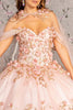 3D Floral Off Shoulder Cape Ball Gown by Elizabeth K GL3179 - Quinceanera Dresses