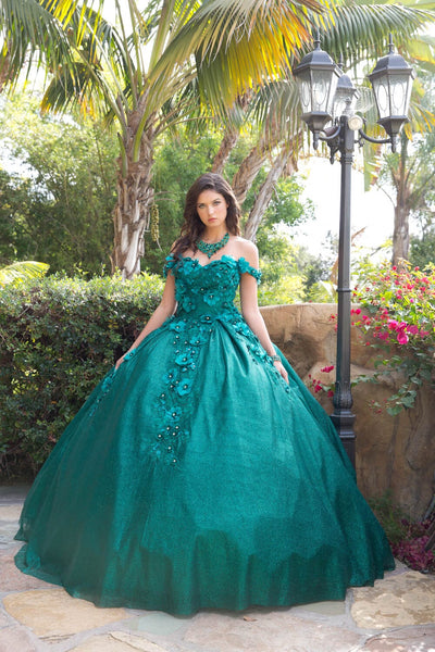 3D Floral Off Shoulder Ball Gown by Bella Princess PQ1002