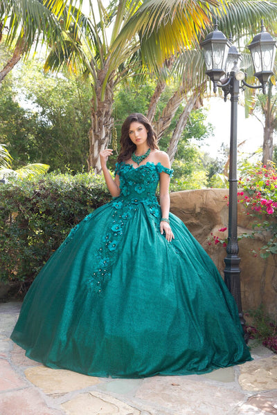 3D Floral Off Shoulder Ball Gown by Bella Princess PQ1002