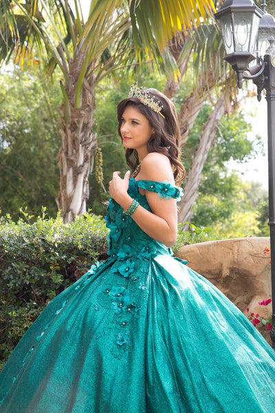 3D Floral Off Shoulder Ball Gown by Bella Princess PQ1002