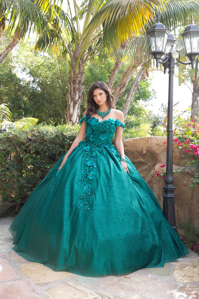 3D Floral Off Shoulder Ball Gown by Bella Princess PQ1002