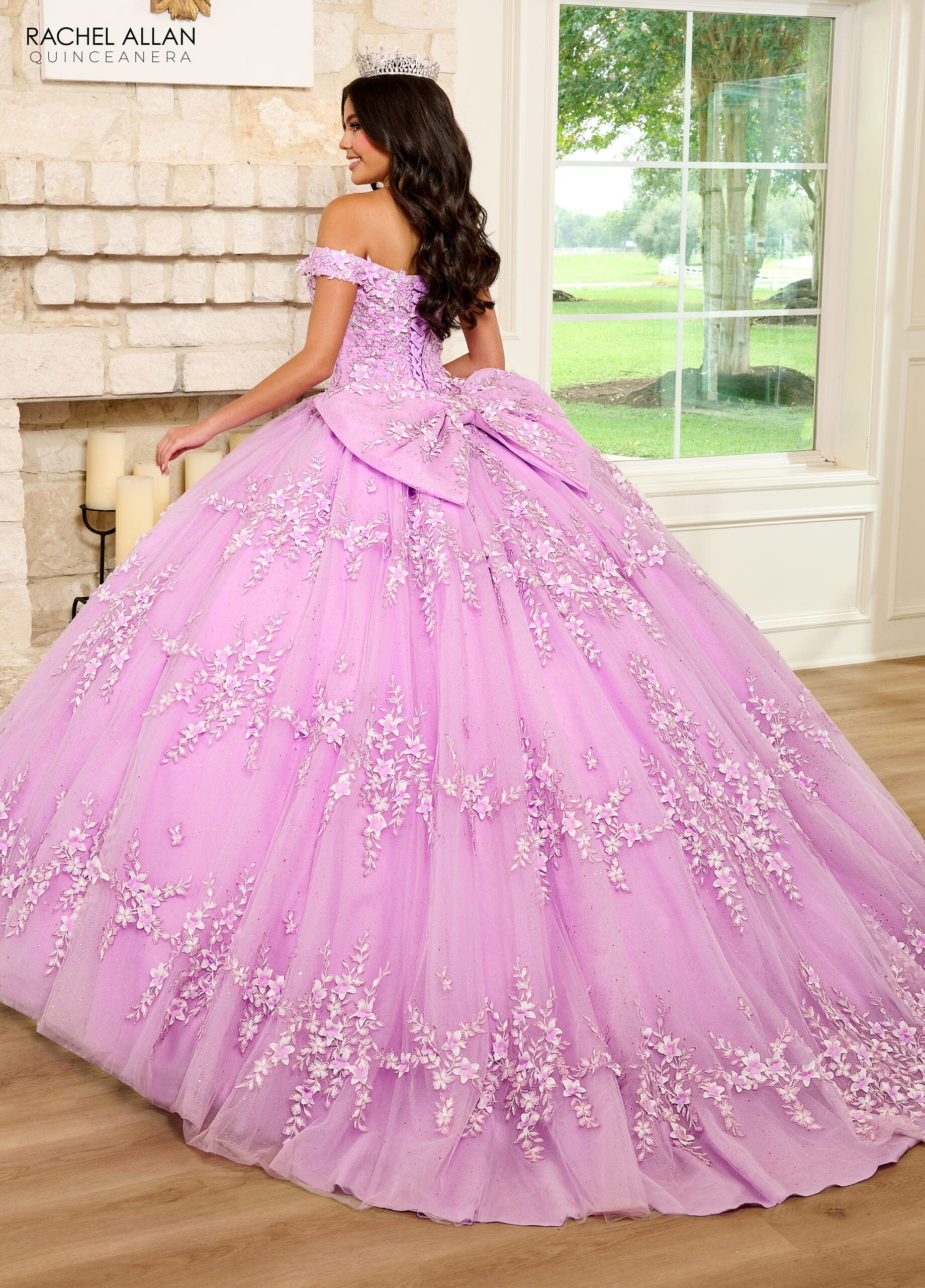 Rachel Allan RQ1134 3D Floral Off Shoulder Quinceanera Dress