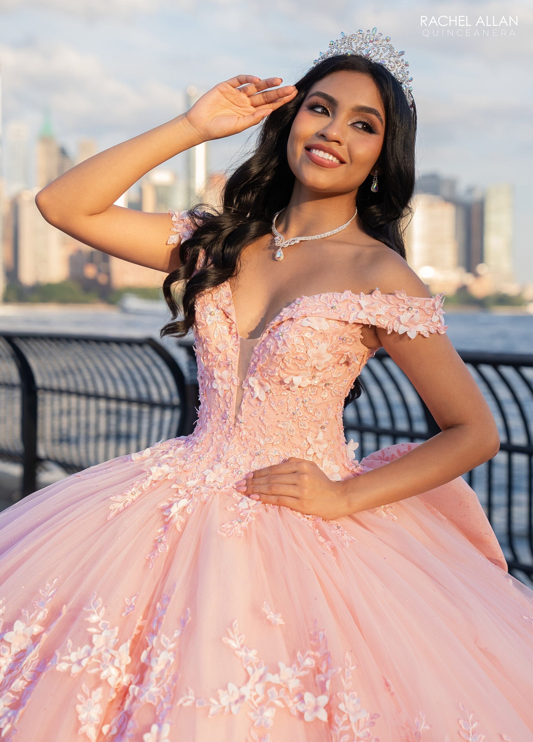 Rachel Allan RQ1134 3D Floral Off Shoulder Quinceanera Dress