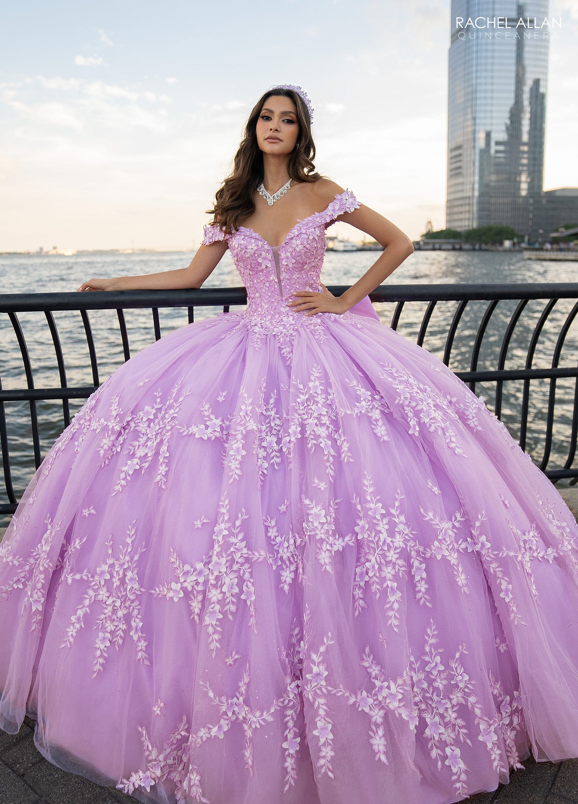 Rachel Allan RQ1134 3D Floral Off Shoulder Quinceanera Dress