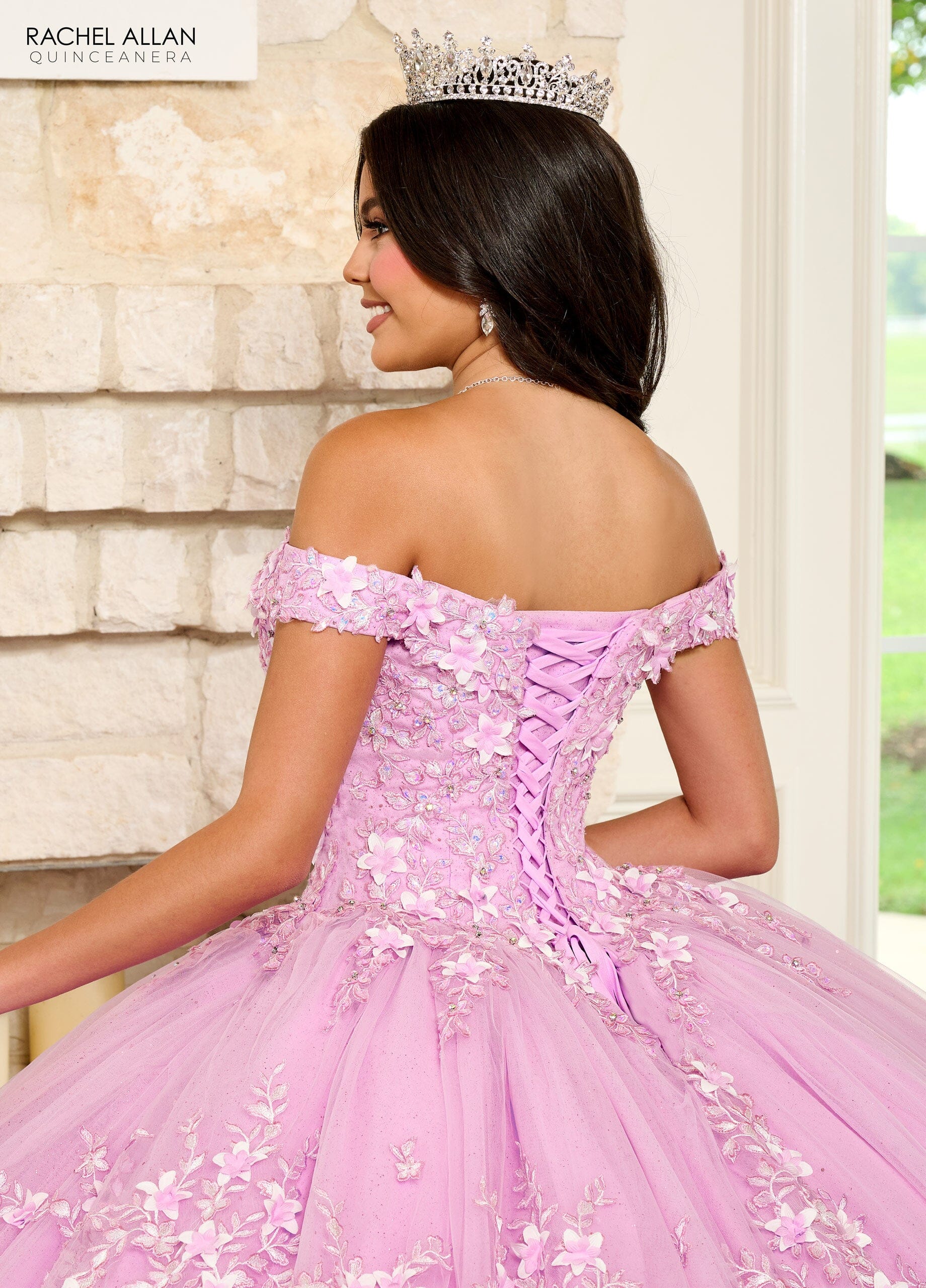 Rachel Allan RQ1134 3D Floral Off Shoulder Quinceanera Dress