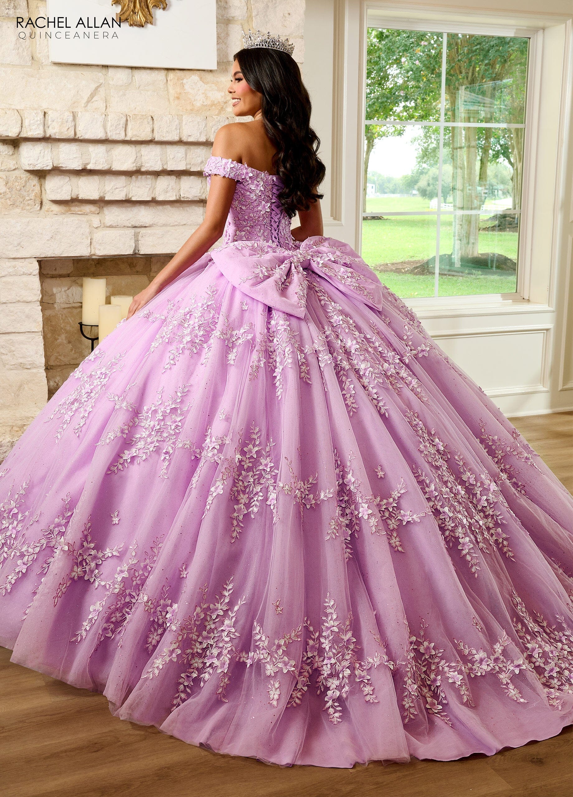 Rachel Allan RQ1134 3D Floral Off Shoulder Quinceanera Dress