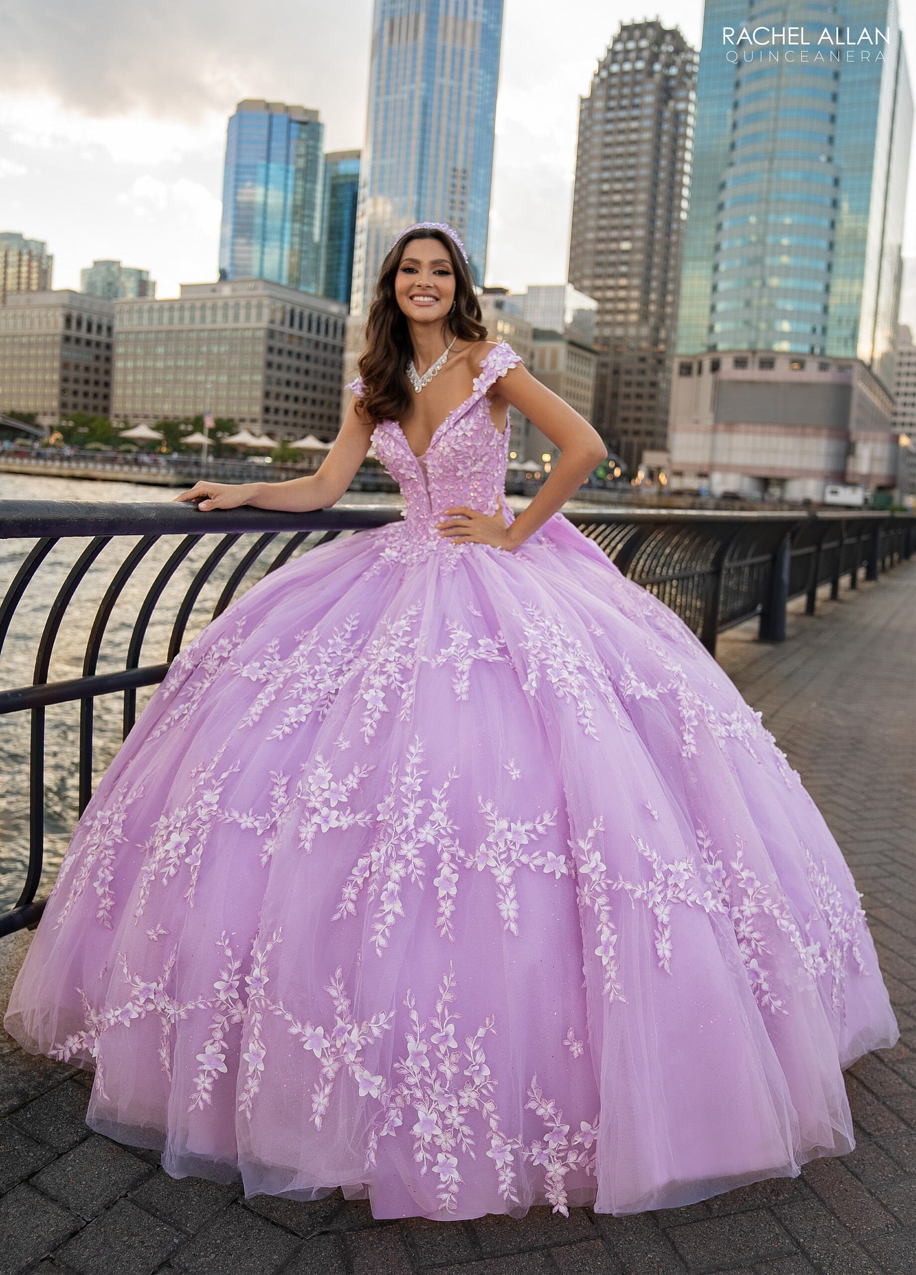 Rachel Allan RQ1134 3D Floral Off Shoulder Quinceanera Dress
