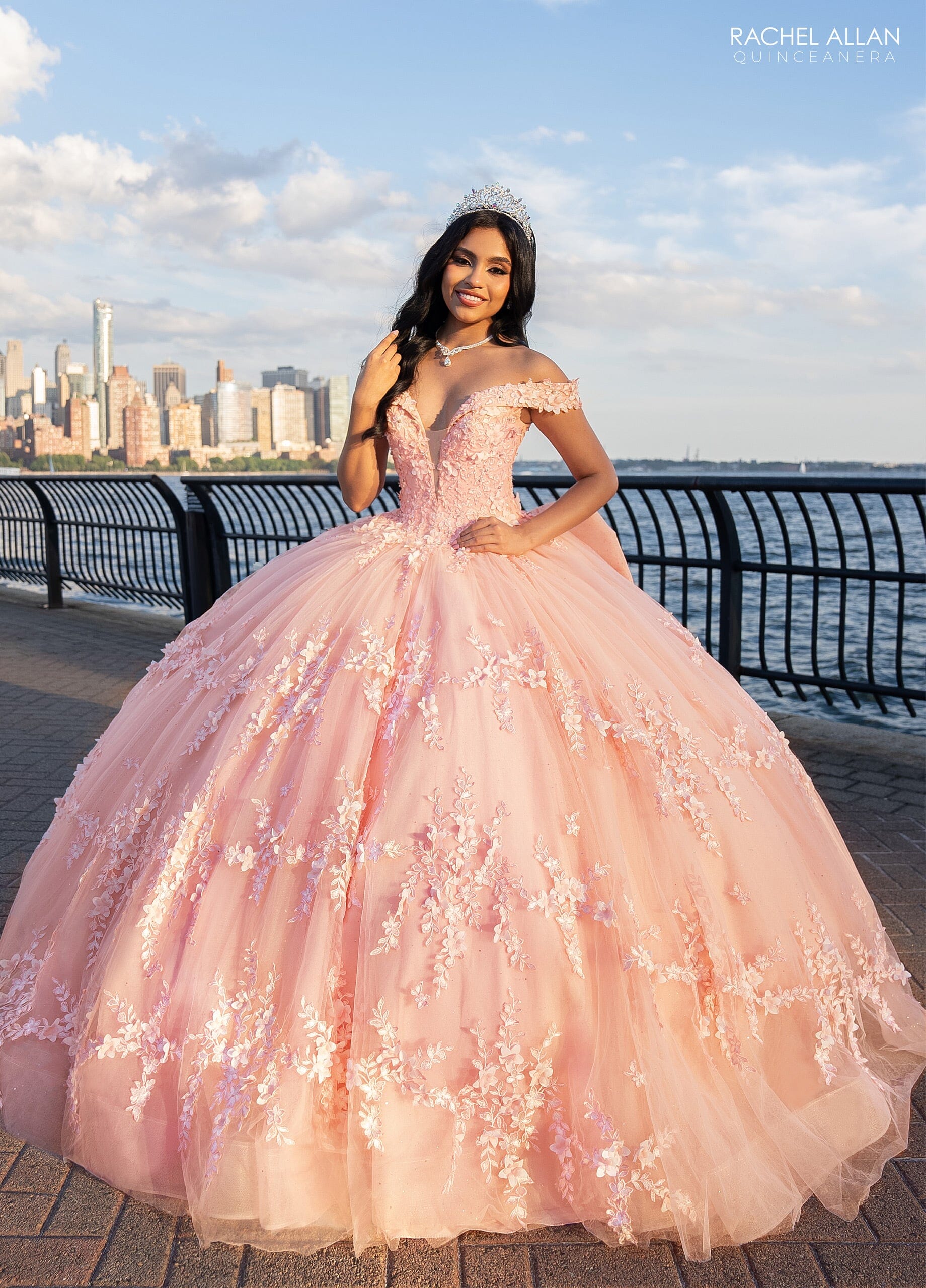 Rachel Allan RQ1134 3D Floral Off Shoulder Quinceanera Dress