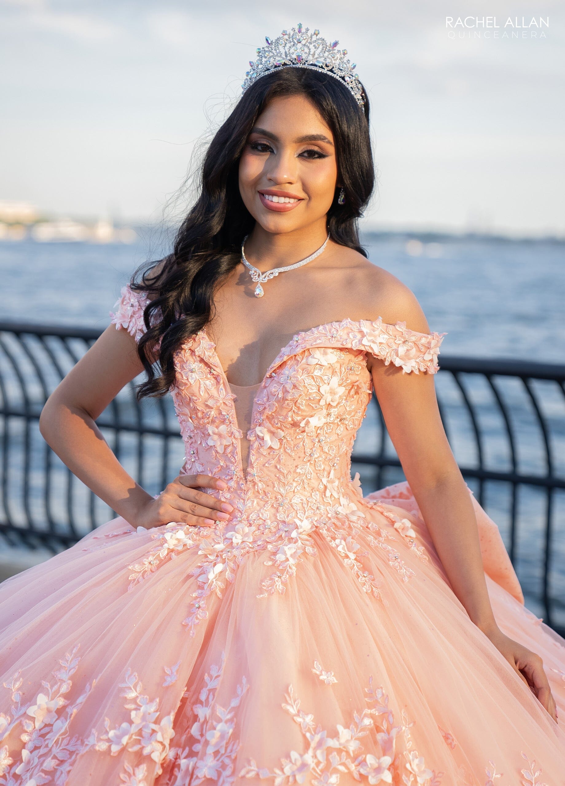 Rachel Allan RQ1134 3D Floral Off Shoulder Quinceanera Dress