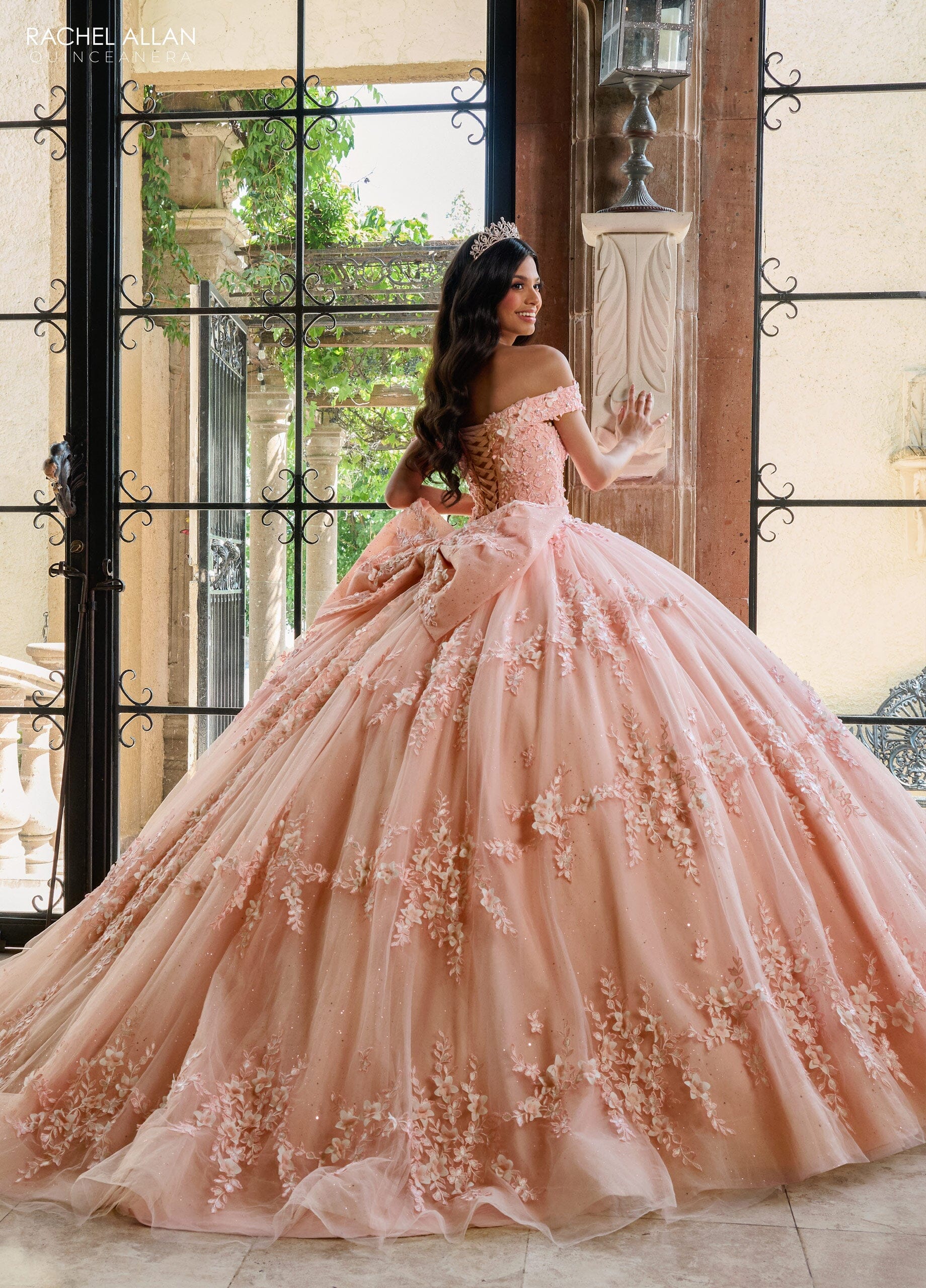 Rachel Allan RQ1134 3D Floral Off Shoulder Quinceanera Dress