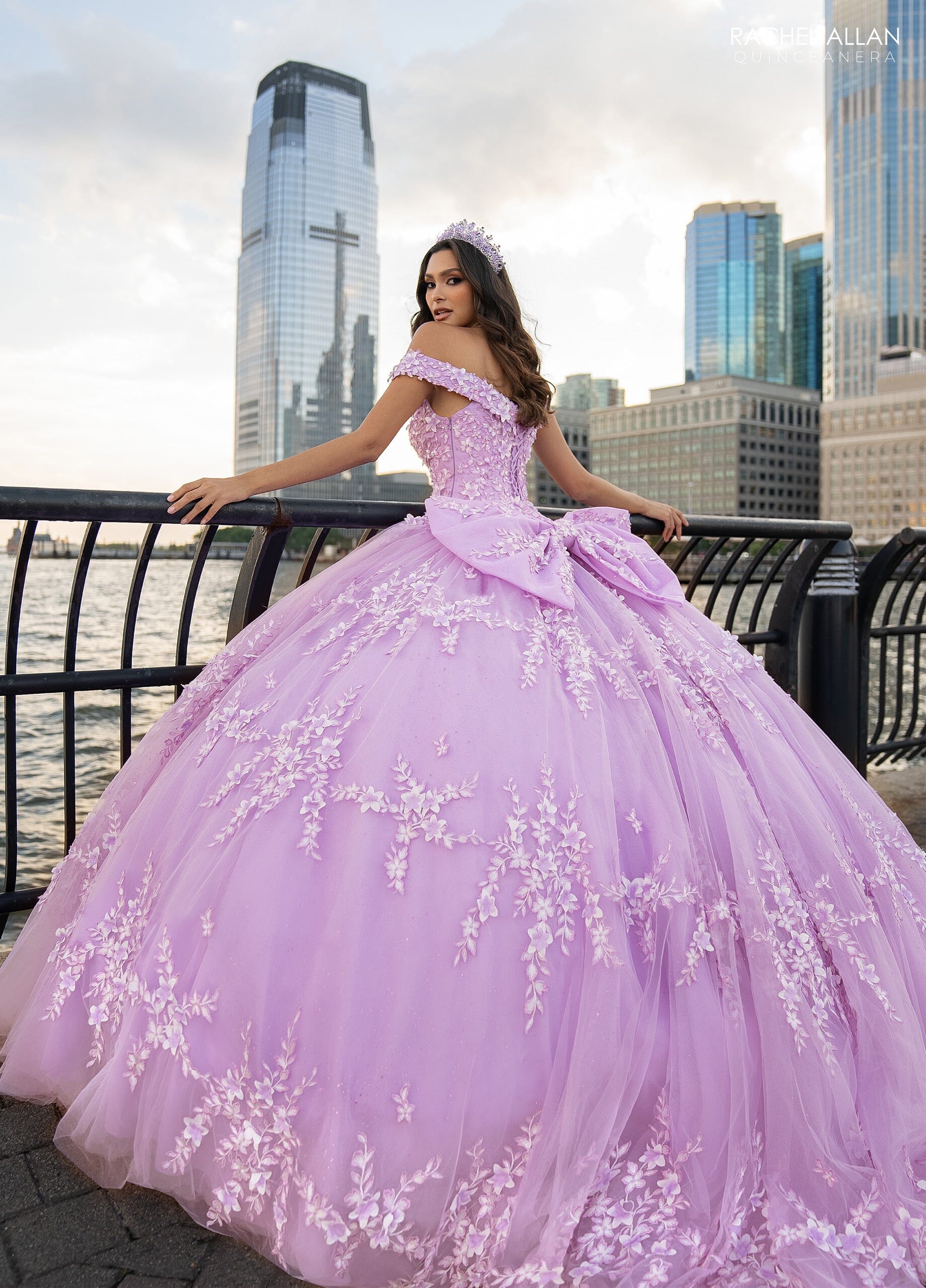 Rachel Allan RQ1134 3D Floral Off Shoulder Quinceanera Dress