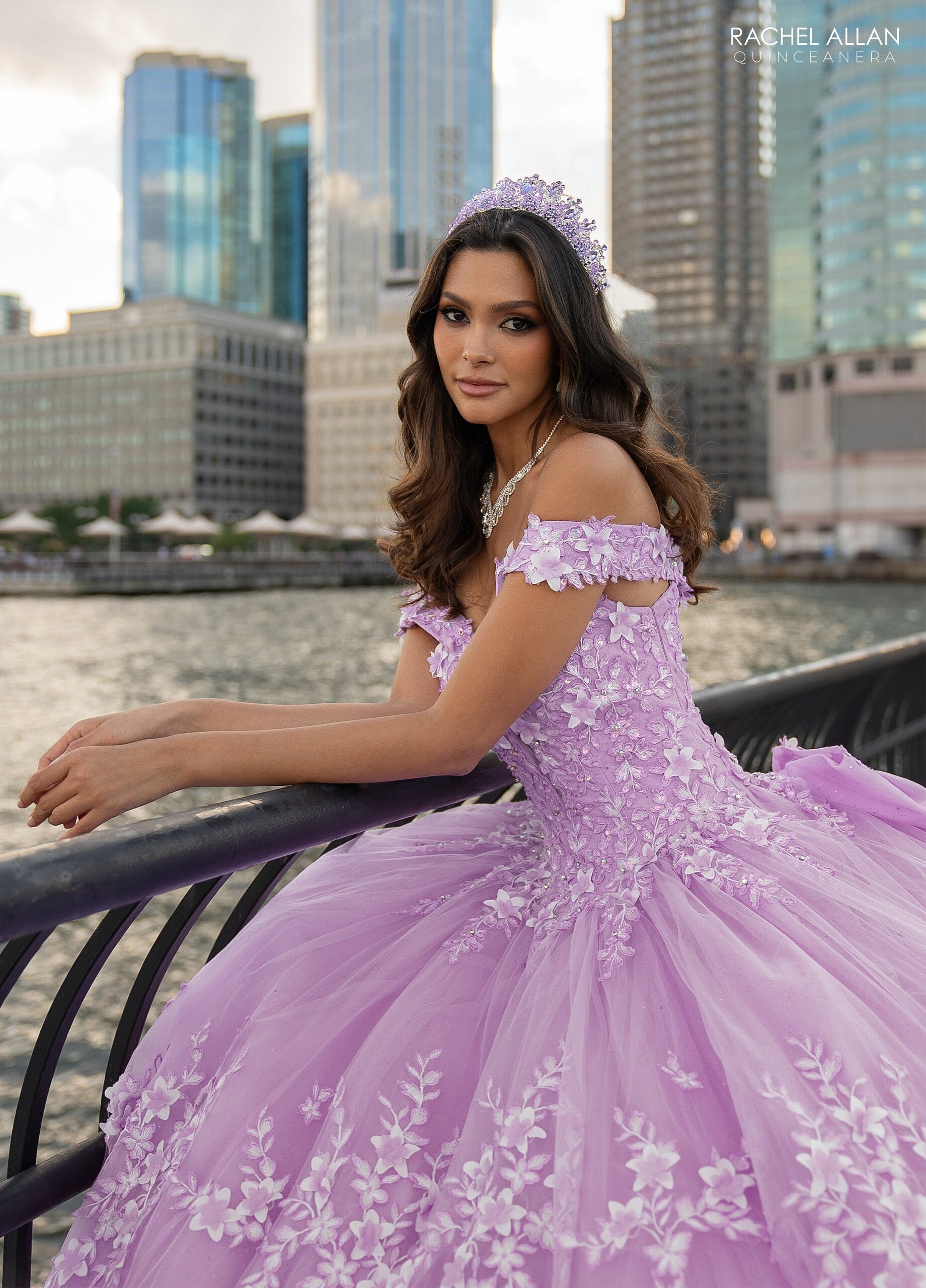 Rachel Allan RQ1134 3D Floral Off Shoulder Quinceanera Dress