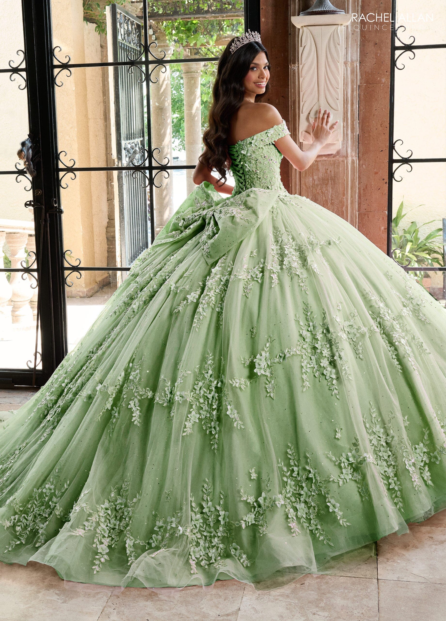 Rachel Allan RQ1134 3D Floral Off Shoulder Quinceanera Dress