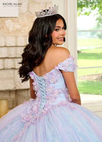 Rachel Allan RQ2190 3D Floral Off Shoulder Quinceanera Dress