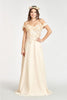 3D Floral Off Shoulder Slit Gown by Elizabeth K GL3018 - XS / Champagne - Long Formal Dresses