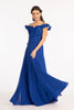 3D Floral Off Shoulder Slit Gown by Elizabeth K GL3018 - XS / Royal Blue - Long Formal Dresses