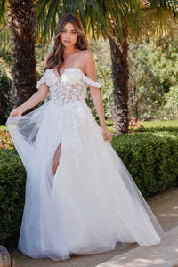 3D Floral Off-Shoulder Wedding Gown by Juliet JT2483KW - Dress