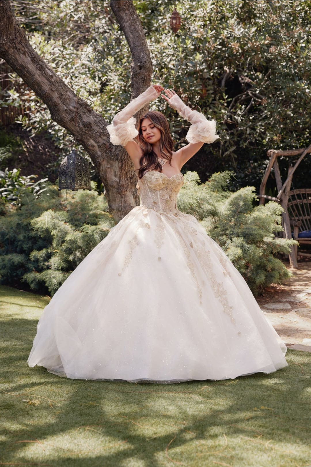 3D Floral Puff Sleeve Ball Gown by Juliet JT1465H 3D Floral Puff Sleeve Ball Gown by Juliet JT1465H