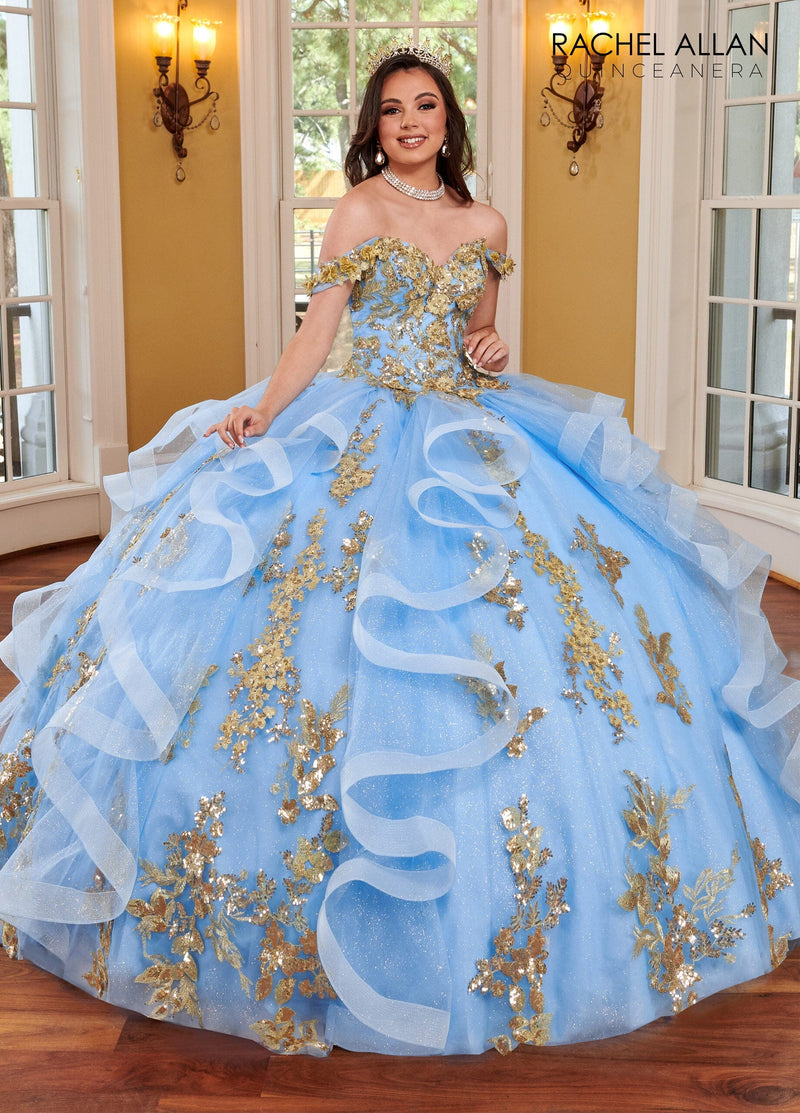 Rachel Azur Rachel Allan RQ2165 3D Floral Ruffled Quinceanera Dress | FormalDressShops