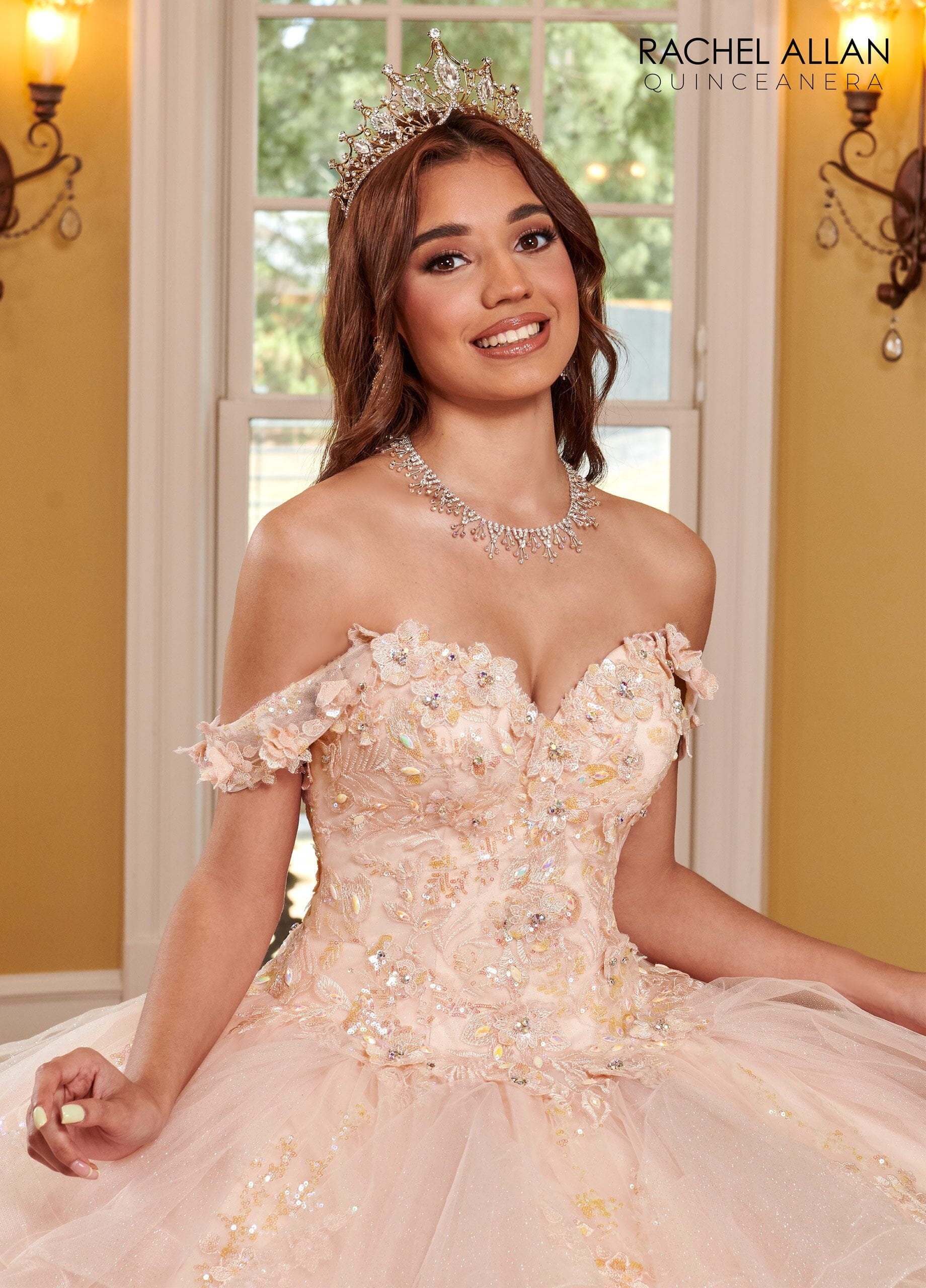 Rachel Allan RQ2165 3D Floral Ruffled Quinceanera Dress