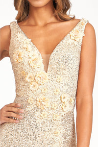 3D Floral Sequin Mermaid Dress by Elizabeth K GL3056 - Long Formal Dresses