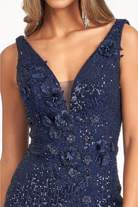 3D Floral Sequin Mermaid Dress by Elizabeth K GL3056 - Long Formal Dresses