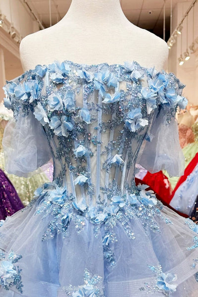 3D Floral Sheer Bodice Ball Gown by Elizabeth K GL3180 - Quinceanera Dresses