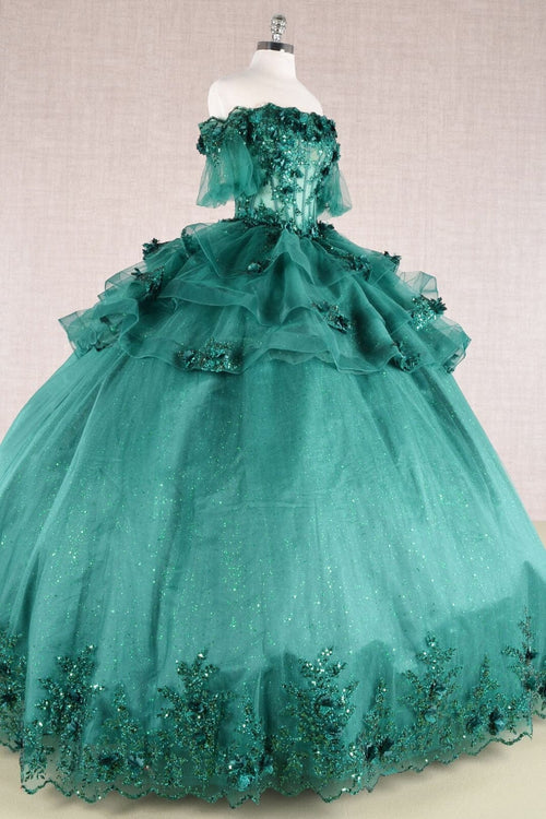 3D Floral Sheer Bodice Ball Gown by Elizabeth K GL3180 - Quinceanera Dresses