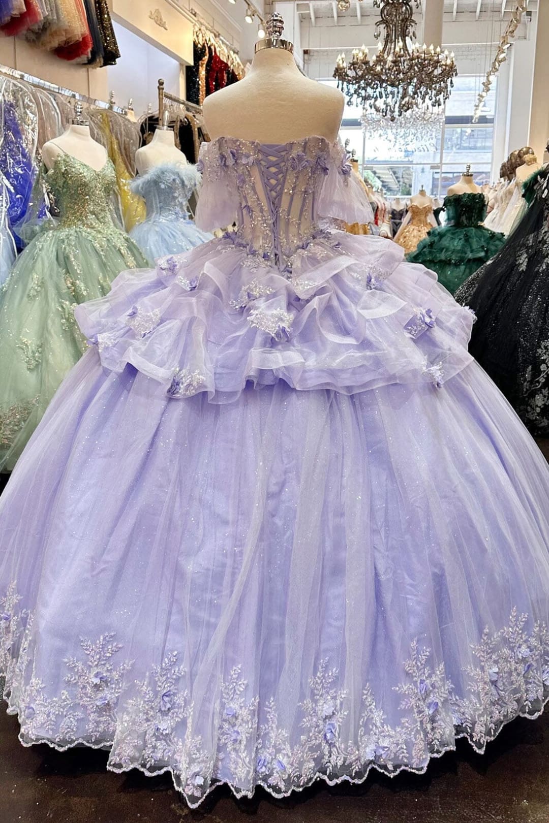 3D Floral Sheer Bodice Ball Gown by Elizabeth K GL3180 - Quinceanera Dresses