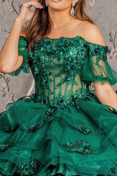 3D Floral Sheer Bodice Ball Gown by Elizabeth K GL3180 - Quinceanera Dresses
